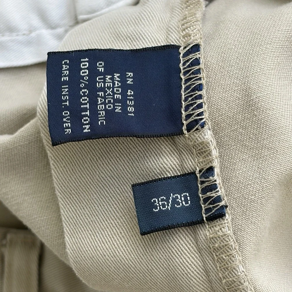Polo Ralph Lauren Pants Mens 36x30 (Fits 36x25) Khaki Hammond Pleated Cuffed 90s
